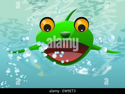 Frog Thing, Alien Water Creature, Monster, Green, vector illustration Stock Vector