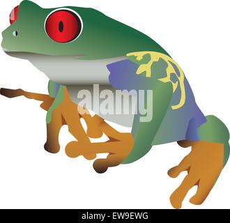 Red eyed colorful frog Stock Vector