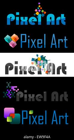 Pixel Art Logo, Various Designs, vector illustration Stock Vector