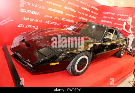 ISTANBUL, TURKEY - MAY 21, 2015: Original KITT car of TV series Knight Rider in Istanbul Autoshow 2015 Stock Photo