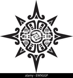 Mayan or Incan symbol of a sun or star, isolated on white. Great for tattoo or artwork Stock Vector