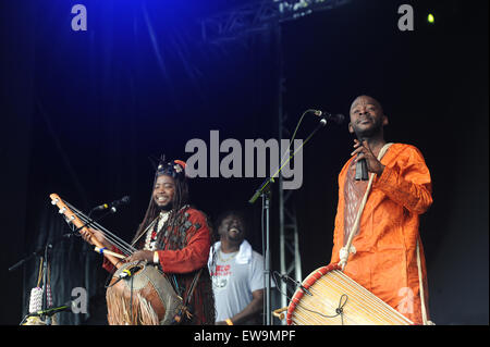 Liverpool, UK. 20th June, 2015. BKO Quintet from Mali. Africa Oye Festival 2015. Saturday 20th & Sunday 21st June 2015. Review Field, Sefton Park, Liverpool, England, UK.. Africa Oyé, the UK's largest free celebration of African music and culture takes place annually in Liverpool. Credit:  David Colbran/Alamy Live News Stock Photo