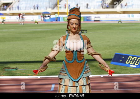 Heraklion, Greece. 20th June, 2015. A woman dressed like the snake goddess from Minoan times at the opening ceremony. The 2015 European Athletics Team Championships 1st League have been officially opened in front of thousands of people in the Pankrition Stadium in Heraklion on Crete. © Michael Debets/Pacific Press/Alamy Live News Stock Photo
