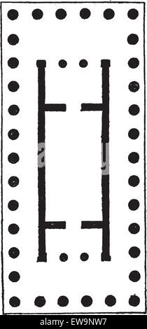 Vector Vertical Lines Pattern Map - Peripteral Temple Vintage Engraved Illustration Dictionary Of Words Ew9nw7 