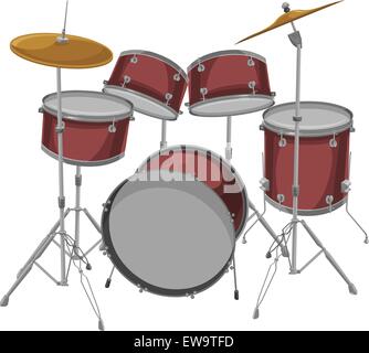 Metallic drum kit on white background Stock Vector Image & Art - Alamy