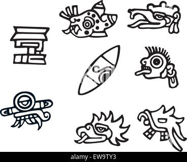 Mayan symbols, great artwork for tattoos Stock Vector