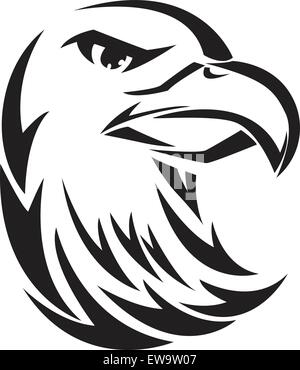 Eagle head tattoo design, vintage engraved illustration. Stock Vector