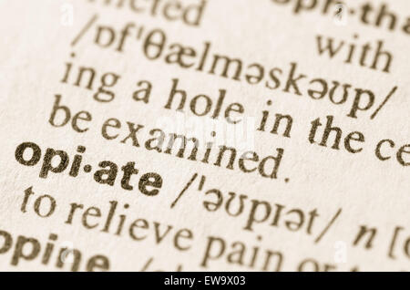 Definition of word opiate in dictionary Stock Photo