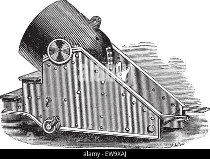 Mortar cannon vintage engraving. Old engraved illustration of a mortar Stock Vector