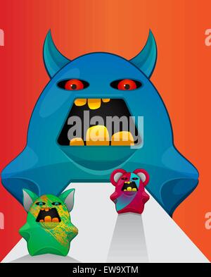 Gremlin Creatures, Monster Teddy Bears, vector illustration Stock Vector