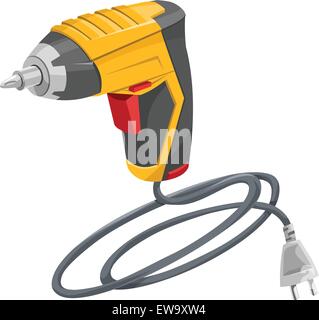 Vector illustration of electric drill machine. Stock Vector