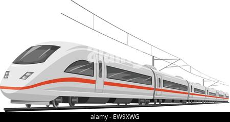 Vector illustration of bullet train with cable. Stock Vector