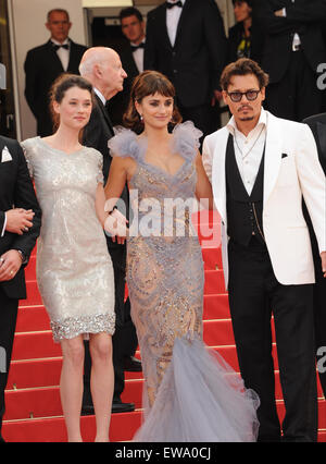 CANNES, FRANCE - MAY 14, 2011: Johnny Depp & Penelope Cruz & Astrid Berges-Frisbey at the gala screening for their movie 'Pirates of the Caribbean: On Stranger Tides' at the 64th Festival de Cannes. Stock Photo