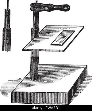 Microscope simple, vintage engraved illustration.  Trousset encyclopedia (1886 - 1891). Stock Vector