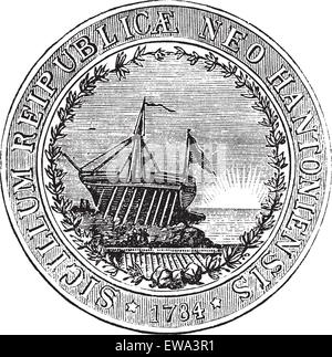 Seal of the State of New Hampshire, vintage engraved illustration. Trousset encyclopedia (1886 - 1891). Stock Vector