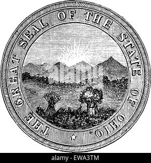 Seal of the State of Ohio, vintage engraved illustration. Trousset encyclopedia (1886 - 1891). Stock Vector