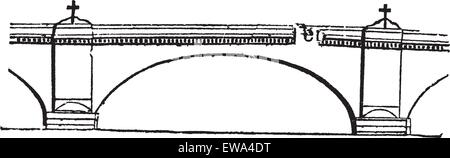 New London Bridge, in England, United Kingdom, vintage engraved illustration. Trousset encyclopedia (1886 - 1891). Stock Vector