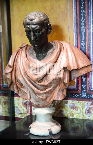 Bust of Julius Caesar in bronze. Stock Photo