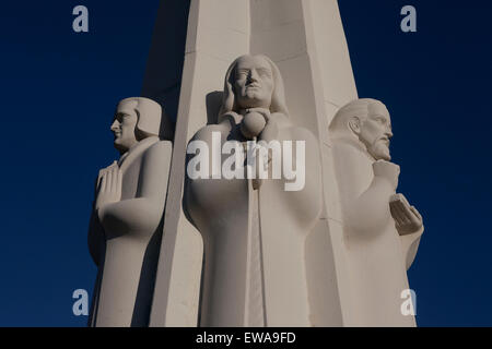 USA, California, Los Angeles, Griffith Observatory, view, the Astronomers Monument , Isaac Newton (1642-1727) Stock Photo