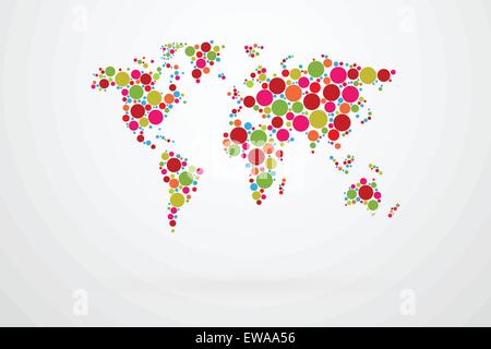 Colored Dots World Map Vector Stock Vector
