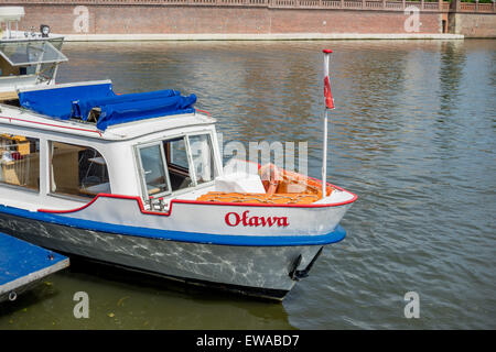 Cruising boat on Odra River Wroclaw Stock Photo