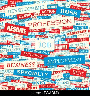 JOB. Seamless pattern. Concept related words in tag cloud. Conceptual info-text graphic. Word collage. Stock Vector