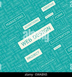 WEB DESIGN. Word cloud illustration. Tag cloud concept collage. Stock Vector