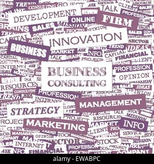 BUSINESS CONSULTING. Concept illustration. Graphic tag collection. Wordcloud collage. Stock Vector