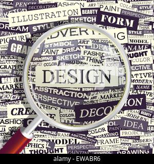 DESIGN. Concept related words in tag cloud. Conceptual info-text graphic. Word collage. Stock Vector