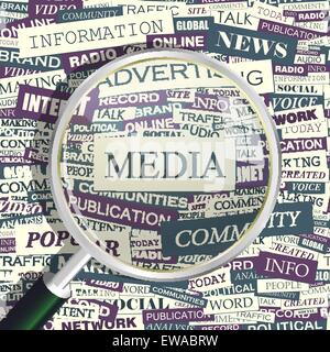 MEDIA. Concept related words in tag cloud. Conceptual info-text graphic. Word collage. Stock Vector