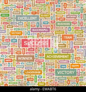 SUCCESS. Seamless pattern. Concept related words in tag cloud. Conceptual info-text graphic. Word collage. Stock Vector