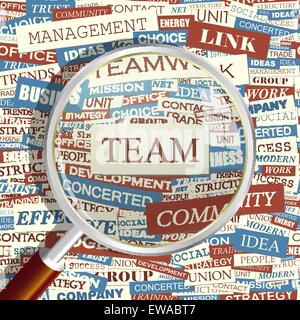 TEAM. Concept related words in tag cloud. Conceptual info-text graphic. Word collage. Stock Vector
