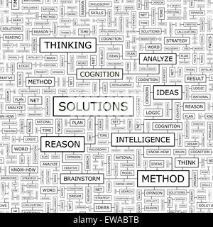SOLUTIONS. Seamless pattern. Word cloud illustration. Stock Vector