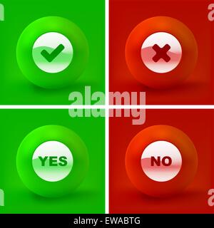 Yes and No icon set for design. Stock Vector