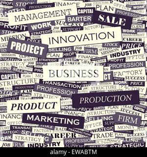 BUSINESS. Seamless pattern. Concept related words in tag cloud. Conceptual info-text graphic. Word collage. Stock Vector