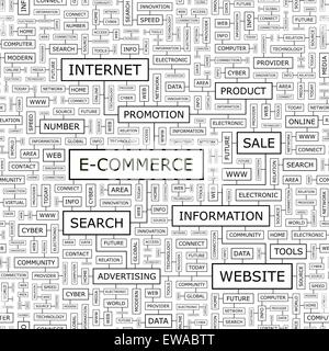 E-COMMERCE. Seamless pattern. Word cloud illustration. Stock Vector