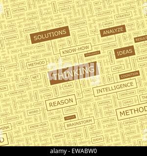 THINKING. Word cloud illustration. Tag cloud concept collage. Stock Vector
