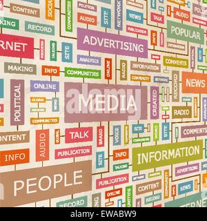 MEDIA. Concept related words in tag cloud. Conceptual info-text graphic. Word collage. Stock Vector