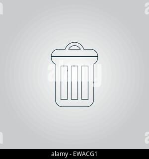 Grey empty steel bin icon in cartoon style on a white background Stock ...