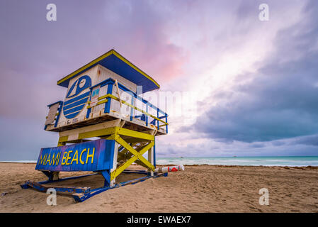 Miami Beach, Florida, USA life guard tower. Stock Photo