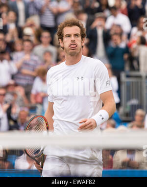 London, UK. 21st June, 2015. Queens Aegon Championship Tennis. A puff of the cheeks by winner Andy Murrary (GBR) after the match. Credit:  Action Plus Sports/Alamy Live News