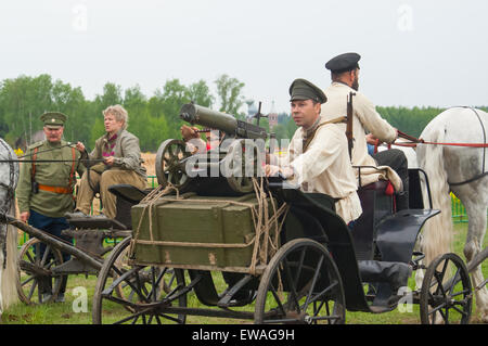 RUSSIA, CHERNOGOLOVKA - MAY 17: Kornilovs hiking squad passing by on History reenactment of battle of Civil War in 1914-1919 on May 17, 2014, Russia Stock Photo