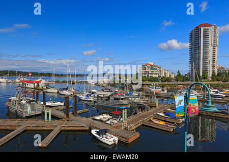 Waterfront scene in downtown harbour, Nanaimo, Vancouver Island, British Columbia Stock Photo