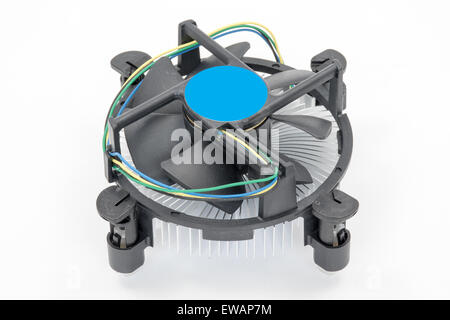 Computer processor cooling fan on a heatsink Stock Photo