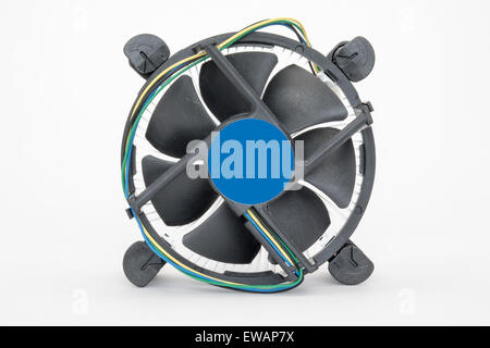 Computer processor cooling fan on a heatsink Stock Photo