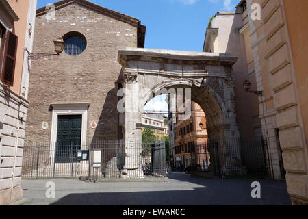 Triumphal Arch of Gallienus and the church of San Vito Rome Italy Stock Photo