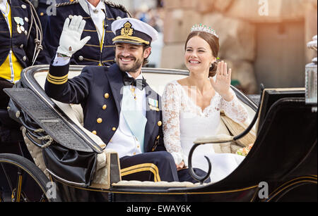 The wedding of HRH Prince Carl Philip and Miss Sofia Hellqvist, Stockholm, Sweden - with glow Stock Photo