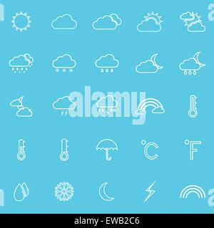 Weather line icons on blue background, stock vector Stock Vector