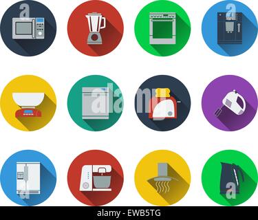 Set of kitchen equipment icons in flat design. EPS 10 vector illustration with transparency. Stock Vector