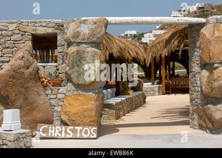 Griechenland, Kykladen, Mykonos, Diakofti-Halbinsel, Agios Giannis, Manoulas Beach, Taverne Christos Stock Photo